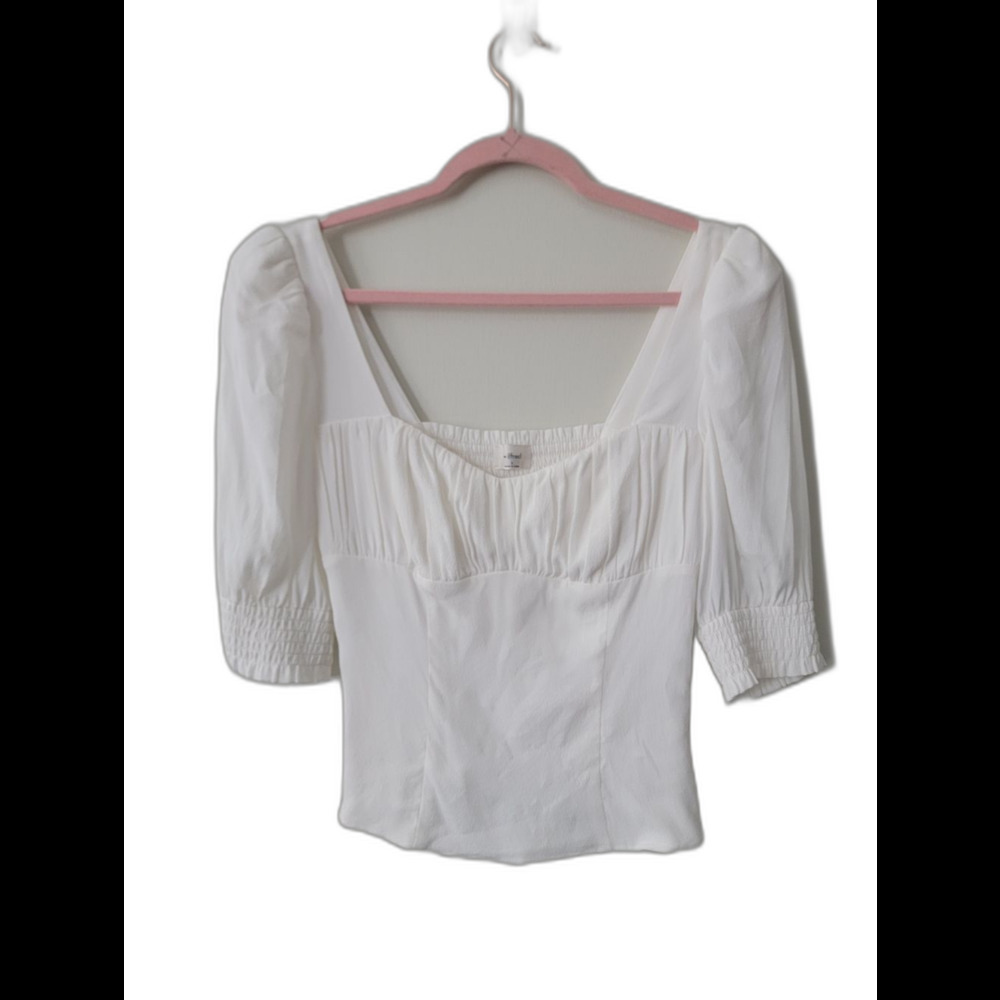 Wilfred White Square Neck Puff Sleeve Top